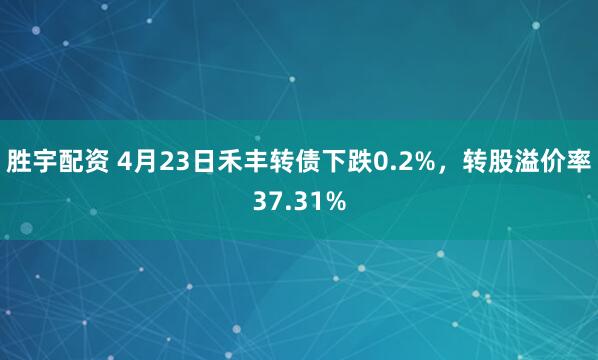 胜宇配资 4月23日禾丰转债下跌0.2%，转股溢价率37.31%