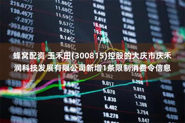 蜂窝配资 玉禾田(300815)控股的大庆市庆禾润科技发展有限公司新增1条限制消费令信息