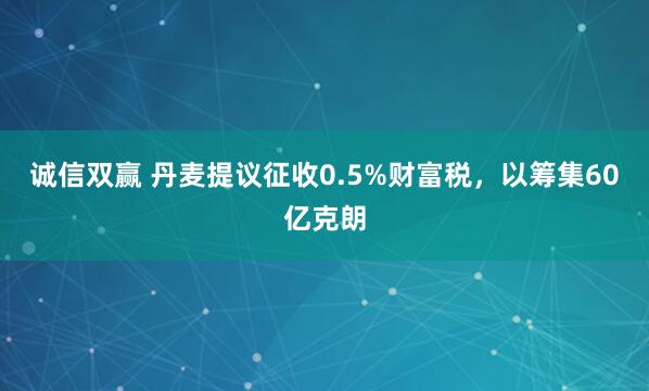 诚信双赢 丹麦提议征收0.5%财富税，以筹集60亿克朗
